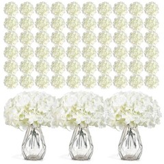304 PCS Hydrangea Artificial Flowers, Silk Artificial Flowers Heads with White