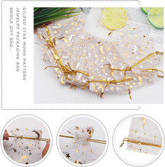 100 Pieces Moon Star Organza Jewelry Candy Bags, 2.7×3.5 Inch Sheer White Organz