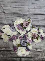 4 Wedding Table Centerpieces, Floral Reception Centerpieces, Vintage, Purple