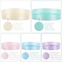 Pastel Rainbow Ribbon Assortment Satin Rainbow Colored Ribbon 3/8″ X 50 Yards