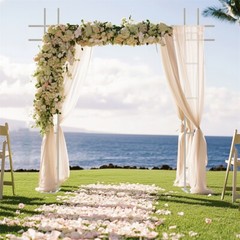 Sturdy Double-Bar Metal Wedding Arch Outdoor Garden Wedding Celebration Backdrop