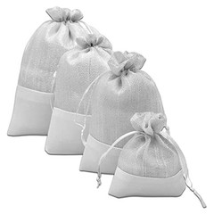 24-Pack Linen & White Organza Gift Bags with Drawstrings (Medium 5 x 7 1/4) –