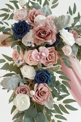 Ling’s Moment Pink Blue Artificial Wedding Arch Flowers Kit Pack of 4, 2pcs H…