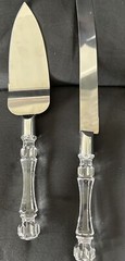 Stainless Steel And Lucite Wedding Cake Serving Set Knife & Cake Vintage New