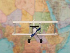 Hanging Airplane, Blue White Black, Nursery Decor, Decorative wooden airplane