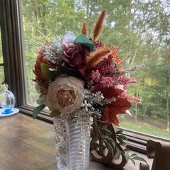 Beautiful Bridal Wedding Bouquet Budget Handmade Faux Floral Orange Purple Pink