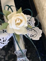 Vintage Wedding Cake Serving Set~Faux Crystal & White Roses~Vintage Wedding