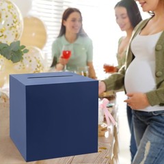 9.05 Inch Navy Blue Card Box With Slot Wedding Party Receiving Holder Decor