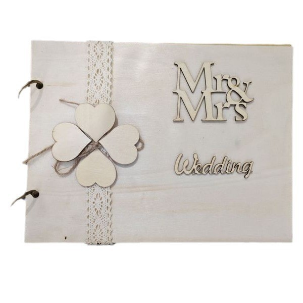 DIY Wooden Mr. and Mrs. Photo Frame MRMRS Wedding Guest Sign-in Book Wedding Sig