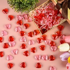 Red＆Pink Acrylic Heart Ornaments Translucent Hearts Shaped Gems 70 Red ＆ Pink