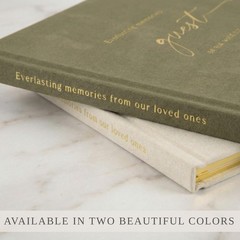 Simply Beige Wedding Guest Book for Reception Linen Sign In Book