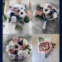 Dusty Rose Bridal Bouquet Blush Pink Anemone Sola Wood Wedding Flower Bridesmaid