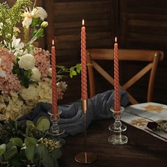 DUSTY ROSE 12 Spiral 11″ Long Unscented Premium Wax Taper CANDLES Party
