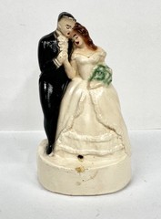 Vintage 1948 Paper Mache Bride and Groom Wedding Cake Topper