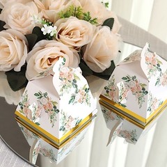 GOLD 25 Mini Teapot 4″ Wedding FAVOR BOXES Floral Print Party Event Decorations