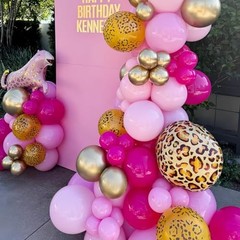 Hot Pink Cheetah Balloons, Pastel Pink Metallic Gold Leopard Hot Pink Gold