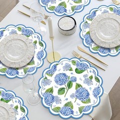 50 PCS Paper Placemats – 13.5 Inch Floral – Blue Hydrangea – Disposable