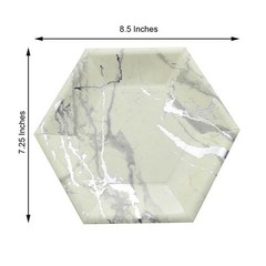 25 pcs 8.5″ Ivory Silver Hexagon Paper Salad Plates Marble Design Tableware