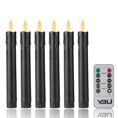 YBU Flameless Taper Candles with Remote 7 Inches Led Candle Sticks with Black
