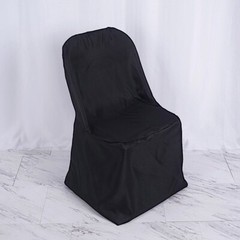 100 Black POLYESTER Folding Flat CHAIR COVERS Wedding Banquet Dinner Decorations