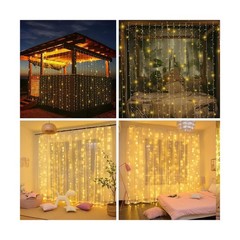 300LED Solar Curtain Lights Outdoor Indoor 8 Modes Solar Fairy Curt… Fast Ship