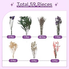 2 Pack Large Dried Flower Bouquets 15.7 inch Lavender Baby Breath Purple, Pink