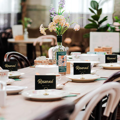 12 Pack- Gold Foil Reserved Signs for Wedding and Restaurant Tables with Stand a