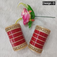 Bridal Maroon Chooda with gold cubic zirconia kadas,Bridal Chooda Set