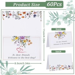 60 Floral Wildflower Place Cards for Weddings, Parties, and Events – 4.33×3.54″