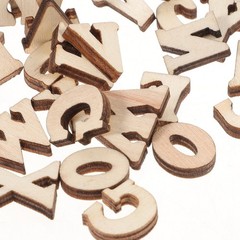 200Pcs Wooden Letter Slices Durable Wood Craft Material for Scrapbooking Beige
