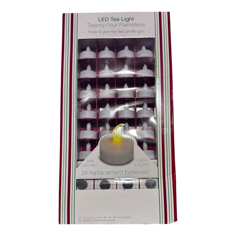 24 LED Tea Light Flameless Candles Replacement Batteries Included NEW SEALED