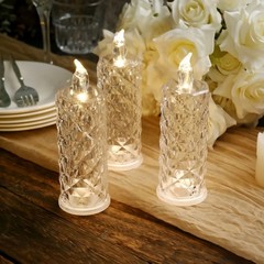 3 Warm White 6″ LED Battery Operated Rose Halo Pillar Candle Lights Party Events