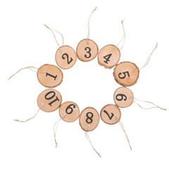 10Pcs Durable Wooden Slice Table Numbers Hanging Wedding Centerpieces Decor