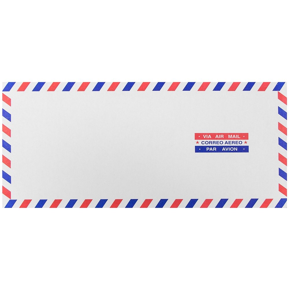 JAM PAPER #10 Airmail Envelopes – 4 1/8 x 9 1/2 – Business, 50 Per Pack