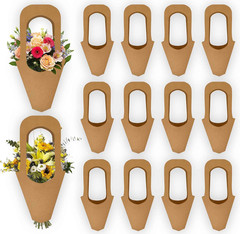 50 Pack Kraft Paper Flower Bouquet Holders – Cardboard Floral Wrap Cones, DIY Bo