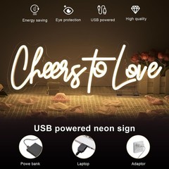 «Cheers to Love LED Neon Sign – Wedding Room Decor»