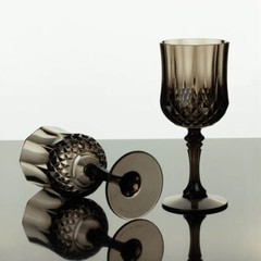 BLACK 6 Plastic 8 oz Crystal Cut Goblets WINE GLASSES Party Events Decorations