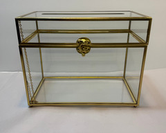 Brass and Acrylic Wedding Card Box with Lock and Slot 10″ x 5.5″