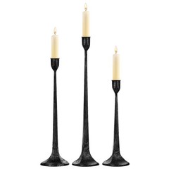 Iron Taper Candle Holder Set of 3 – Decorative Tall Black & Silver