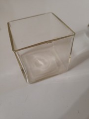 VTG Set Of 6 Glass Square Candle 2.5″ Amber Tint Clear MCM Glasses Bar Raw Edge