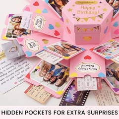 Koogel Explosion Gift Box, Surprise Picture Love Box Pink Medium,