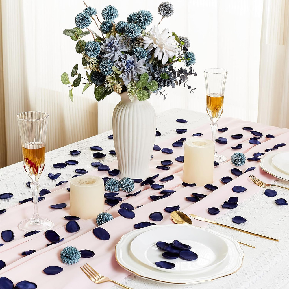 400PCS Artificial Rose Petals Navy Blue Fake Silk Flower Petals for Romantic …