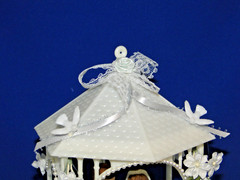 New Elegant Gazebo Wedding CakeTop, porcelain couple, pale blue #386