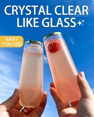 24 Pack Champagne Flutes Plastic, 9 Oz Disposable Stemless Mimosa Gold-24 Pack