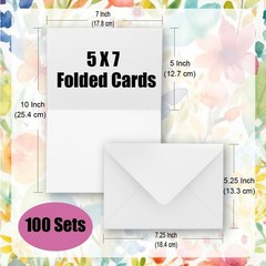 ANSSDO 100 Pack Blank Cards and Envelopes, White, 5×7 Inch, Premium Quality, …