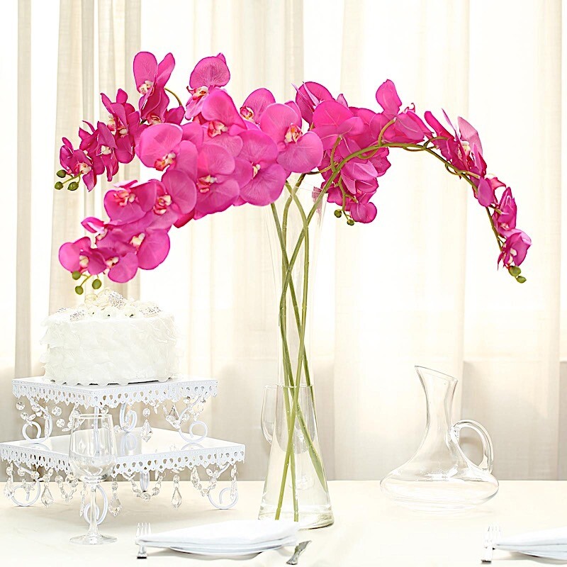 2 FUCHSIA 40″ tall Faux Silk Orchid Flowers Sprays Stems Wedding Decorations