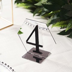 5 SILVER 5″ Hexagon ACRYLIC STANDS TABLE NUMBERS Sign Holders Party Decorations
