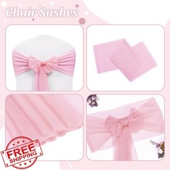 MDS 50pk Blush Pink Chiffon Chair Sashes Bows