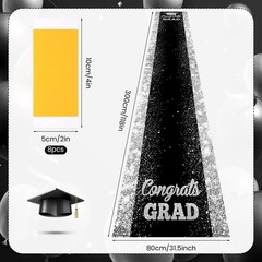 Black Carpet Runner for Party, 10 x 2.6ft, Graduation Prom Decorations Polyes…