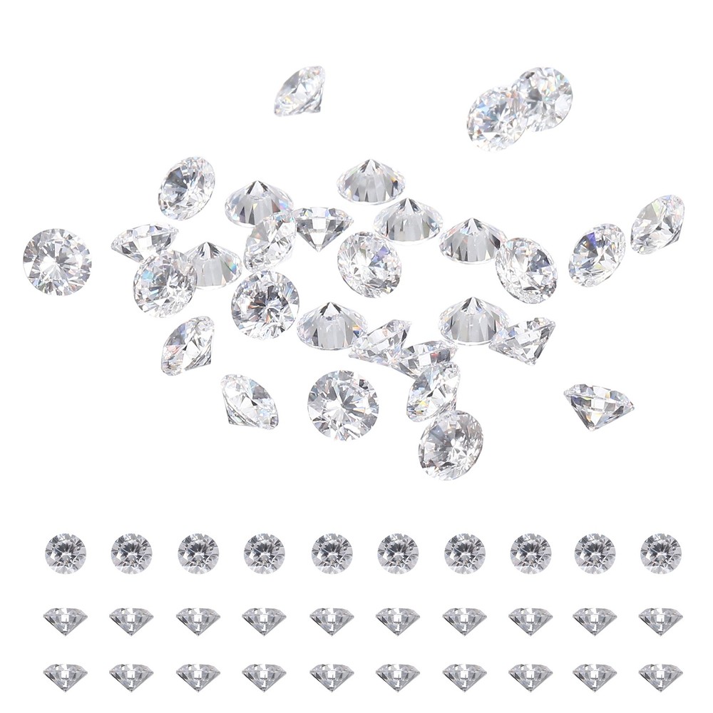 100Pcs Diamond Decoration Cubic Zirconia, 3A CZ Stones 1.0mm Loose Gems, Clear